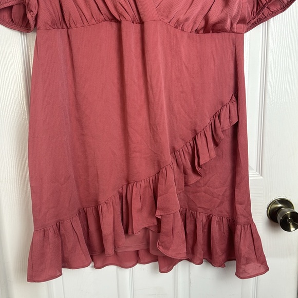 Express Ruffle Faux Wrap Dress Mauve Pink NWT - Picture 3 of 7